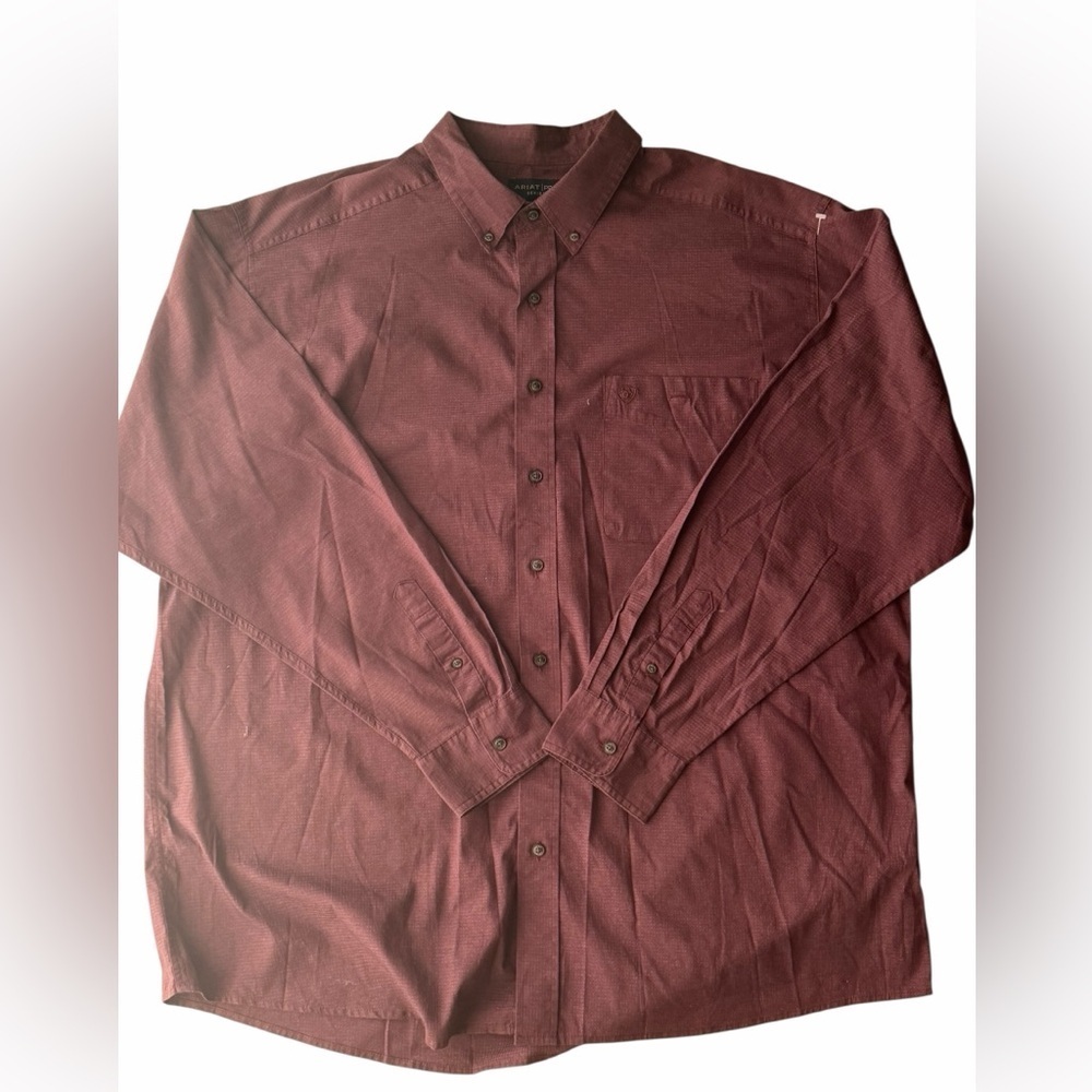 Ariat Pro Series Button Down Long Sleeve Shirt‎ Men's XXL burgundy Lightweight - Picture 4 of 16